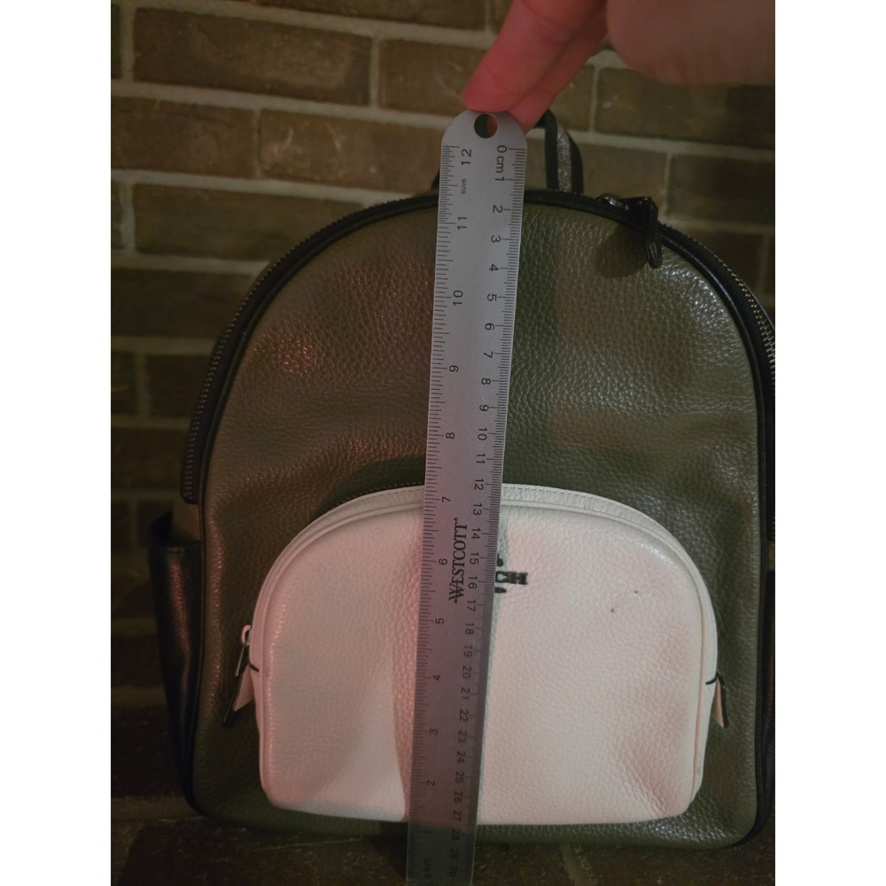 Coach Court Backpack Color Block Leather Bag Olive Black White - Picture 9 of 10